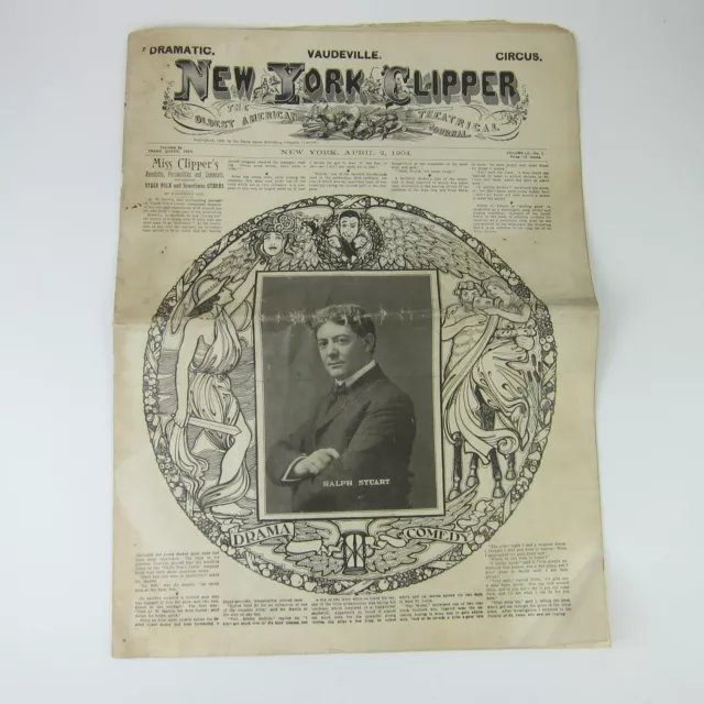 New York Clipper Vaudeville Circus Newspaper Magazine Frank Queen Antique 1904
