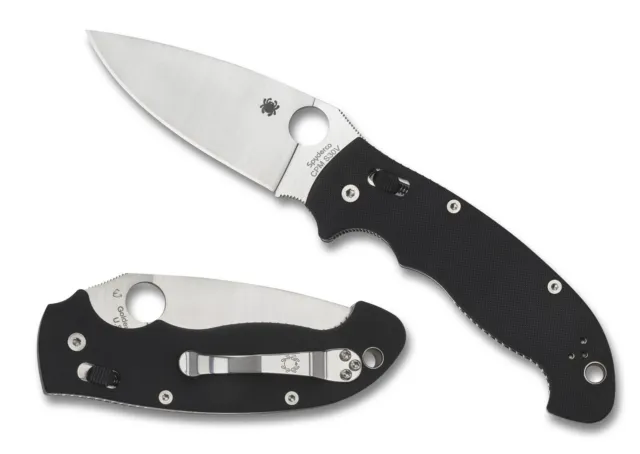 Spyderco Manix 2 XL Knife C95GP2 Satin 3.85" PlainEdge CPM-S30V Blade Black G-10