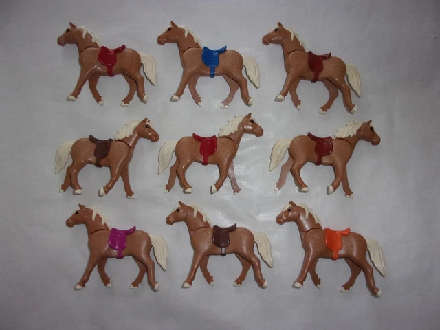 Chevaux Playmobil – 2 Montures Marron, 2e Génération – Occasion – Compatibles Avec Sets 3163, 3299, Etc.