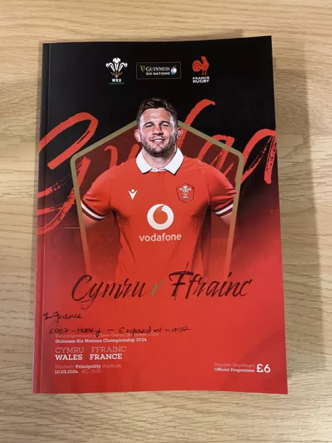 2024 Wales v France 10/03/24 Guinness Six Nations  Rugby Matchday Programme