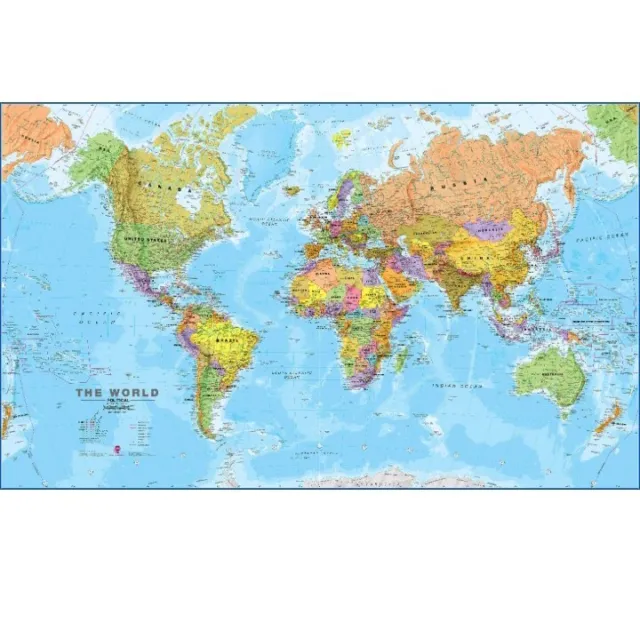 Huge World Map Political 201x117cm Maps International Laminated Poster Hanging