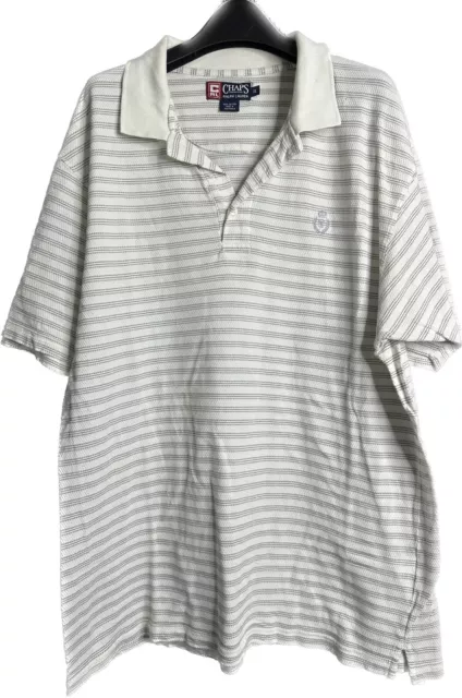 VINTAGE CHAPS RALPH Lauren Mens Polo Shirt White Striped Size XL Short ...