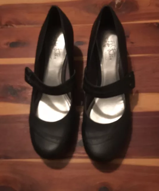 Life Stride Soft System Black Mary Jane Heels Size 10