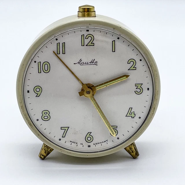 Mauthe Despertador Reloj de Mesilla Mecánico Con Cuerda Manual - Germany Vintage