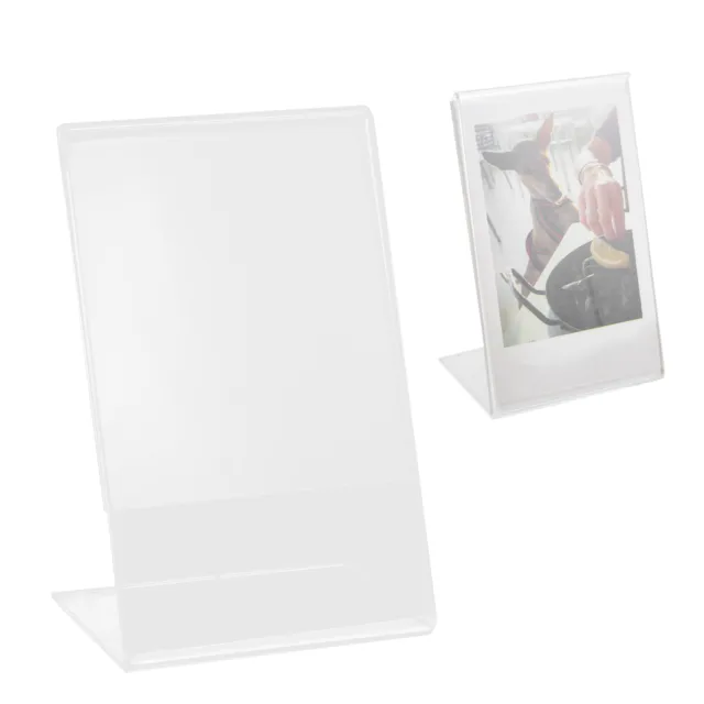 L Shape Clear Acrylic Photo Frame Holder Free Standing Portrait For Instax NEW