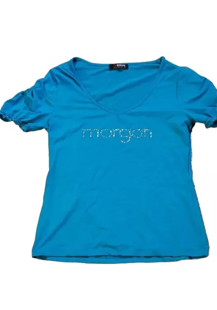 Sympa Tee-Shirt Haut Pour Femmes  Marque Morgan Taille L Bleu Turquoise Neuf