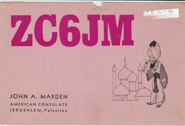 Vintage QSL Radio communication card jerusalem1950 ref 18556