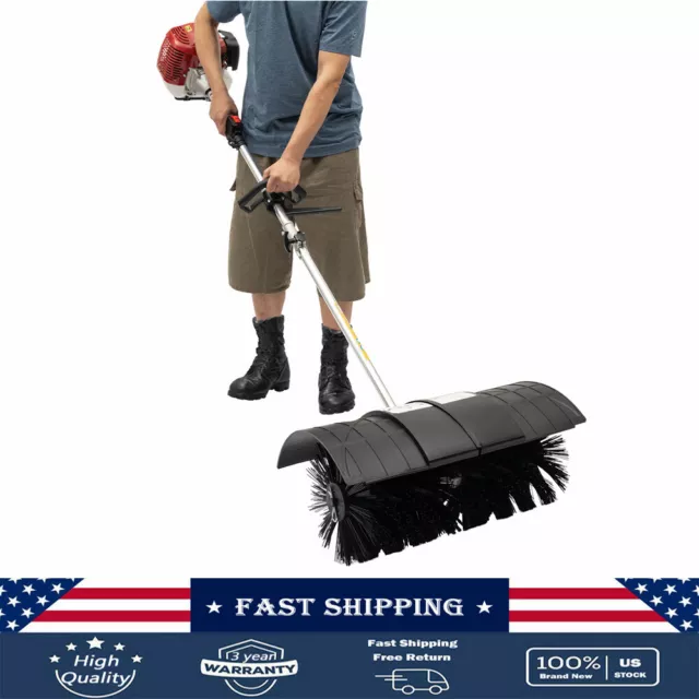 Gas Power Handheld Sweeper Broom Driveway Turf Artificial Grass Snow Clean 52CC