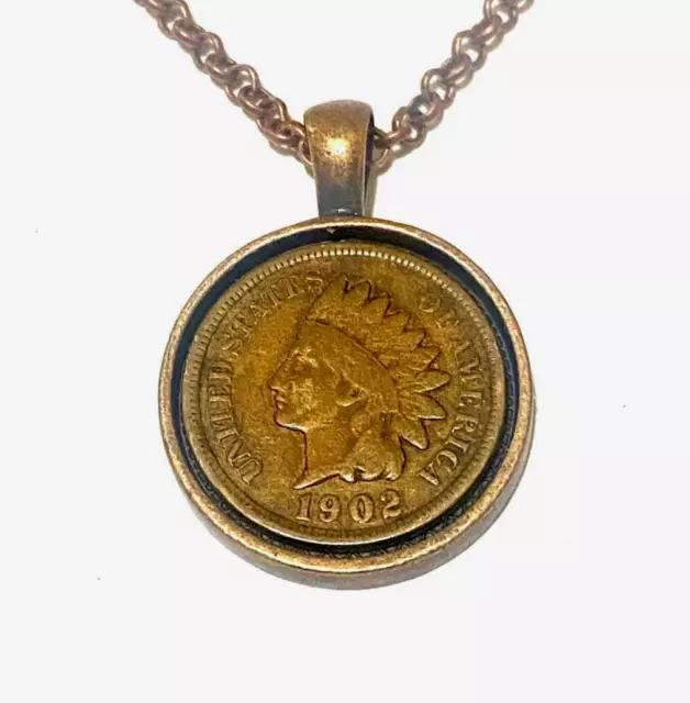 Indian Head Penny Necklace With 24 Inch Copper Chain