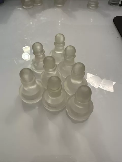 Frosted Glass Replacement Chess Game Piece Pawn 1 1/2" Tall Lot Of 8 See Not