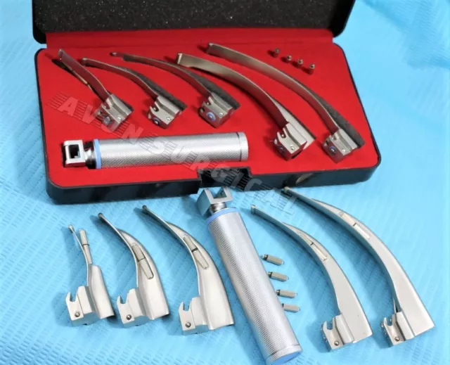 Laryngoscope Macintosh Intubation Set Of 5 Blades And One Handle Emt Anesthesia