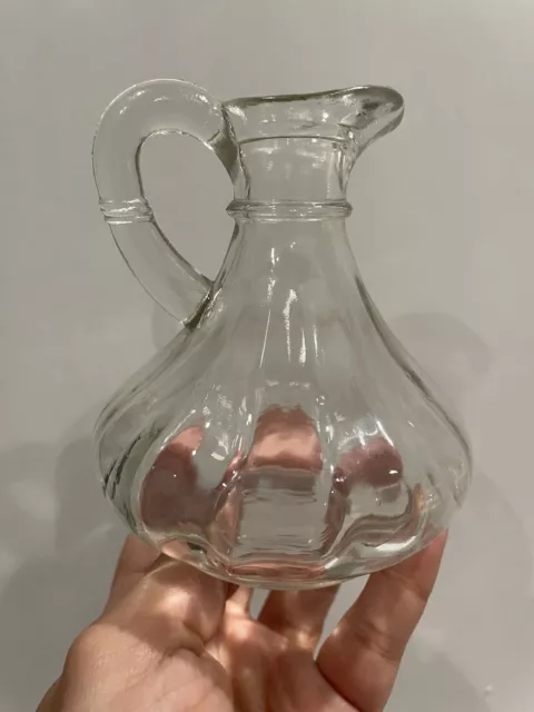Vtg Hazel Atlas Clear Glass Oil/Vinegar Cruet Dispensing Bottle Without Stopper 3