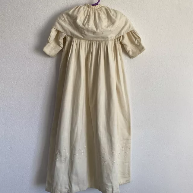 Cotton Christening Gown Vintage Hand-Made Embroidered Baby Cover Doll Clothes