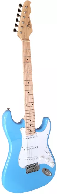 E-Gitarre Himmel Blau - Elektrogitarre Ahorn Griff und Bord - Singelcoil Chrome