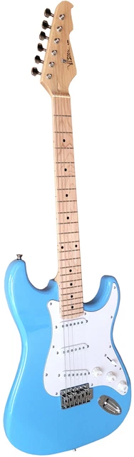 E-Gitarre Himmel Blau - Elektrogitarre Ahorn Griff und Bord - Singelcoil Chrome