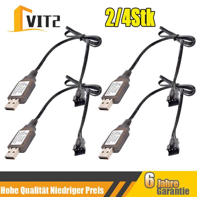 2x RC Ladekabel 7.4V Mit SM-3P Stecker - USB Ladegerät Für LiPo Akkus