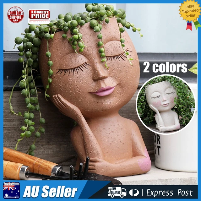 Face Planters Pots Unique Flower Pot Garden Resin Cute Lady Face Head Plant Vase