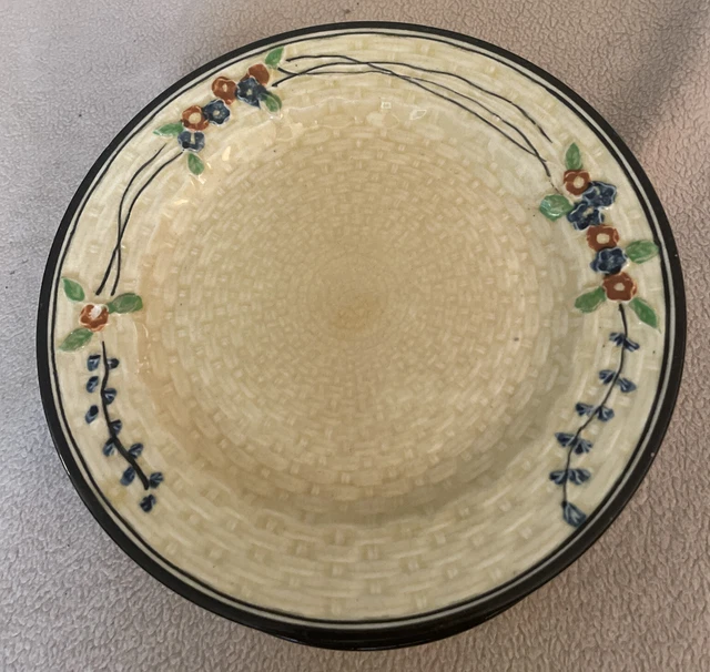 Vintage HOTTA YU SHOTEN CO MAJOLICA BASKET WEAVE 7” SALAD PLATE (SINGLE)