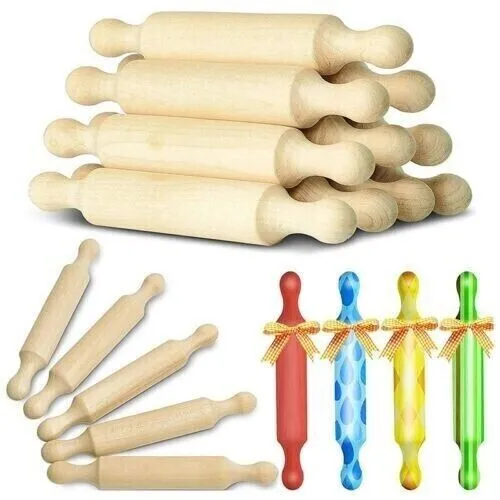 2 x Wooden Mini Rolling Pin 6 Inches Kitchen Baking Rolling Pin Small Wood 7360
