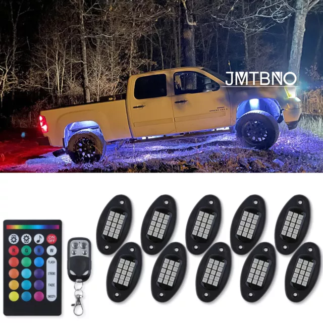 10 RGB LED Rock Light Pods Fender Underbody Lamp Kit for Dodge Ram 1500 2500 US