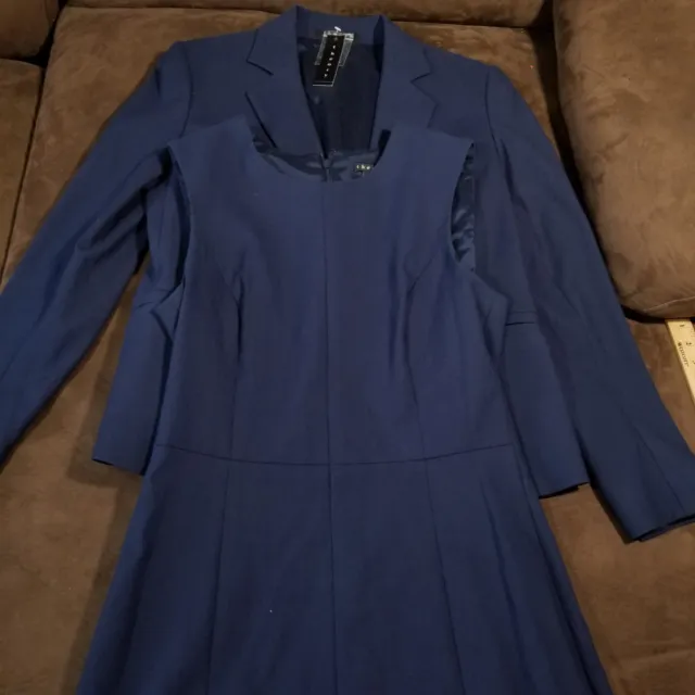 NWT Theory Sleeveless Sheath Dress and Blazer Suit Set NAVY Sz 10 BRANDON IVONA
