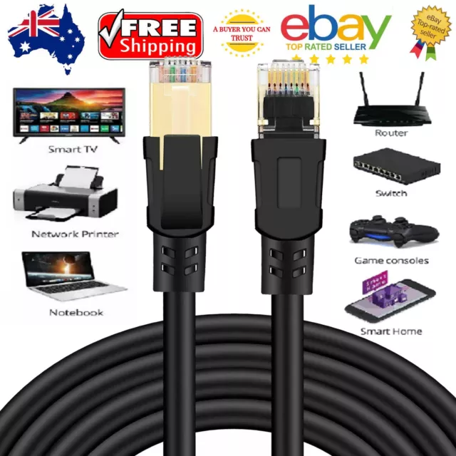 10m Ethernet Cable CAT 8 Ultra High Speed Network 40Gbps LAN Patch Cord Lot PVC