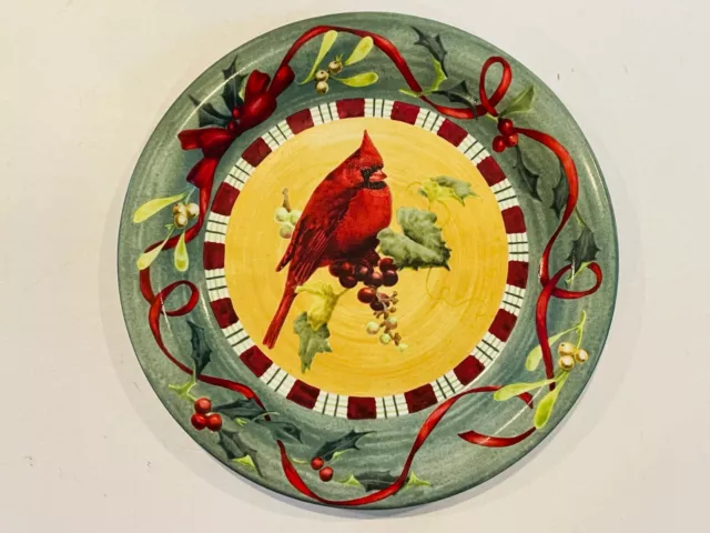 LENOX Stoneware Winter Greetings Everyday Red Cardinal Dinner Plate 10 3/4"
