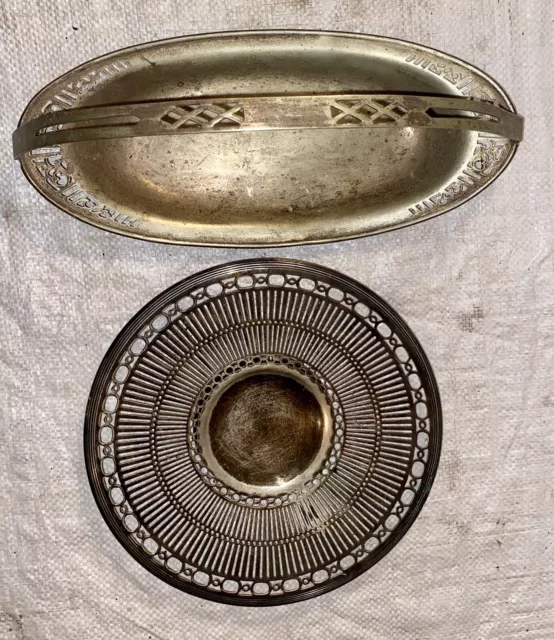 Vintage Forbes Silver Plate Co. 10" Pierced Cake Plate & Unmarked Basket Tray