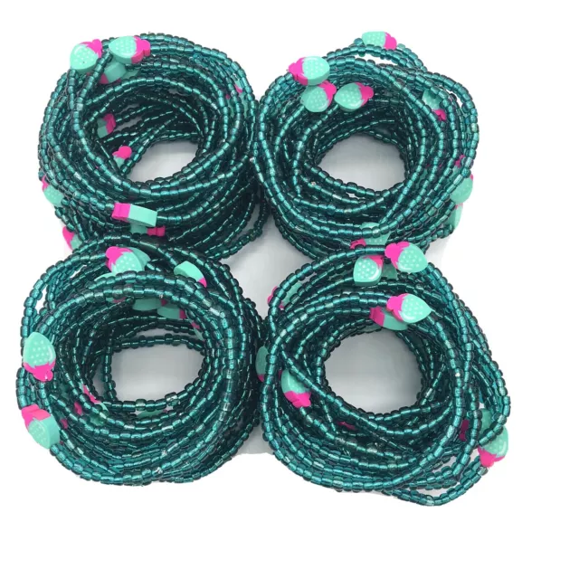 Wholesale Bulk Beaded Stretch Bracelets Lot of 100 Turquoise Berry USA Made -IC 3