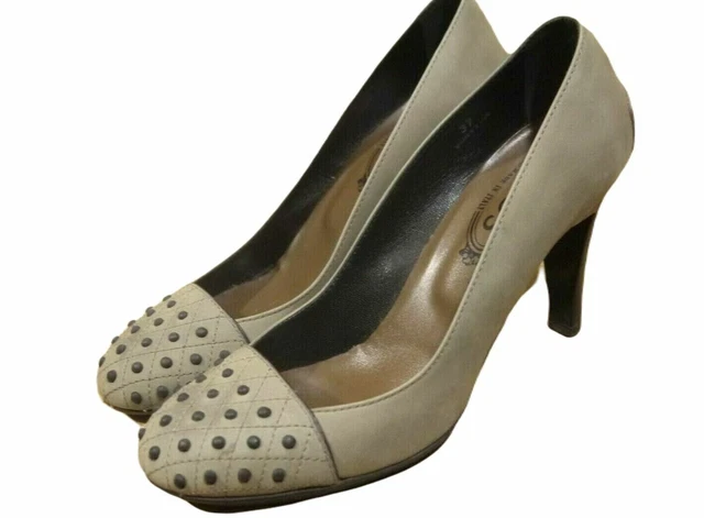 💕 TODS TOD'S  Pointure 37 💕  chaussures cuir taupes escarpins talons hauts