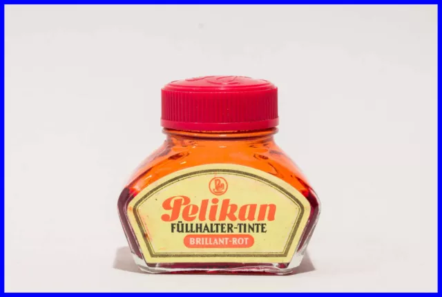 Original 1960er PELIKAN Tinte 4001 "BRILLANT- ROT " / Inkpot RED