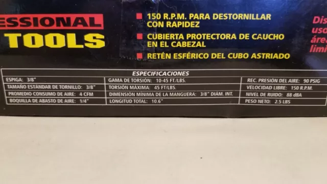 Napa Professional Air Tools 3/8" Drive Heavy Duty Air Ratchet 45 ft/lbs 6-728 8