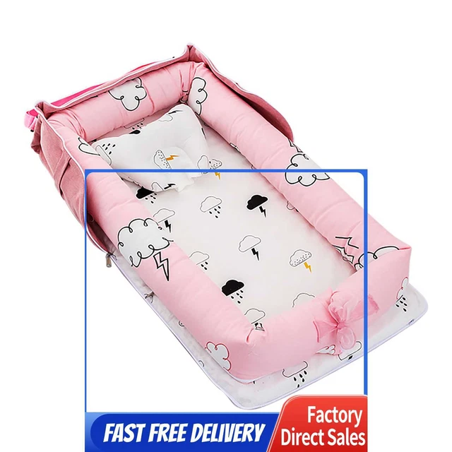 Portable Newborn Baby Nest Bed Detachable Washable Lounger (Raindrop Cloud)