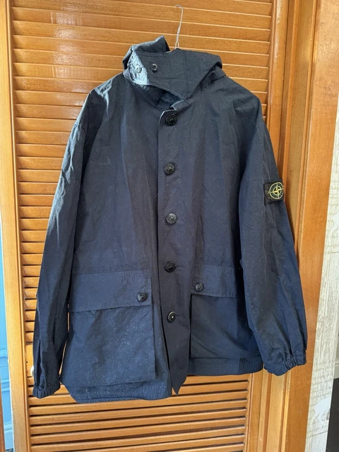 VINTAGE STONE ISLAND Raso Gommato Hooded Coat Jacket Mens Size L 
