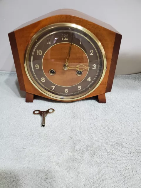 Vintage Smiths Enfield Striking mantel clock. The Mayflower 1954.(#22)