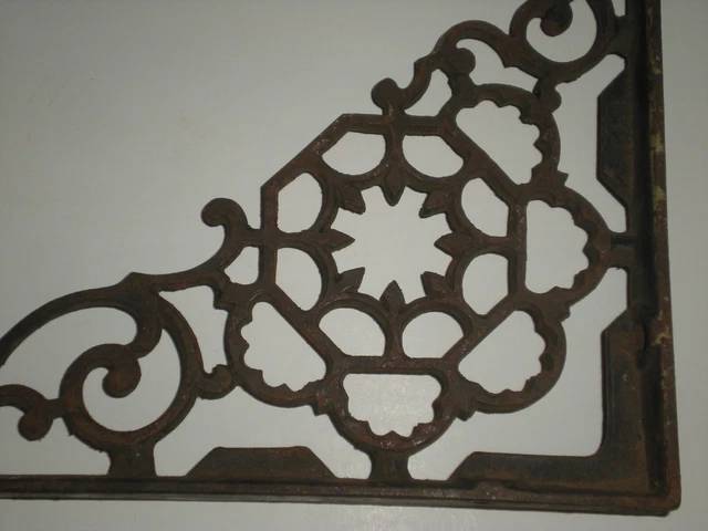 1 Antique Solid Cast Iron Shelf Bracket 11" X 8" Rare HTF Pattern Victorian 3