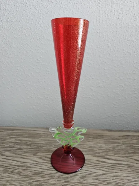 Carlo Moretti Glass Champagne Flute Signed and Dated 1995