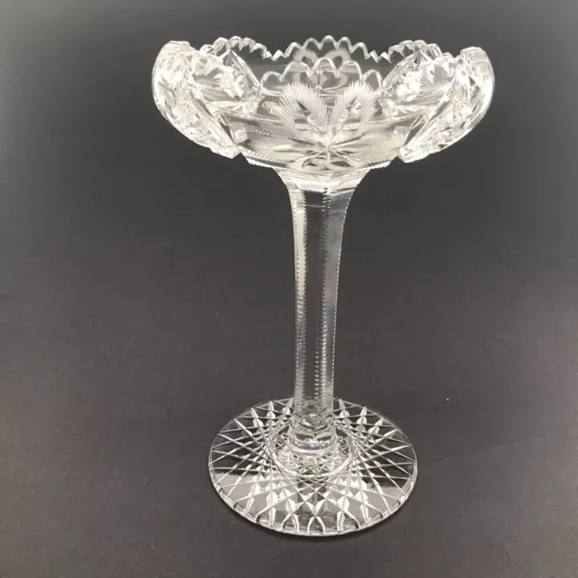 Ca. 1890s ABP American Brilliant Cut Glass 9” Tall Compote Comport