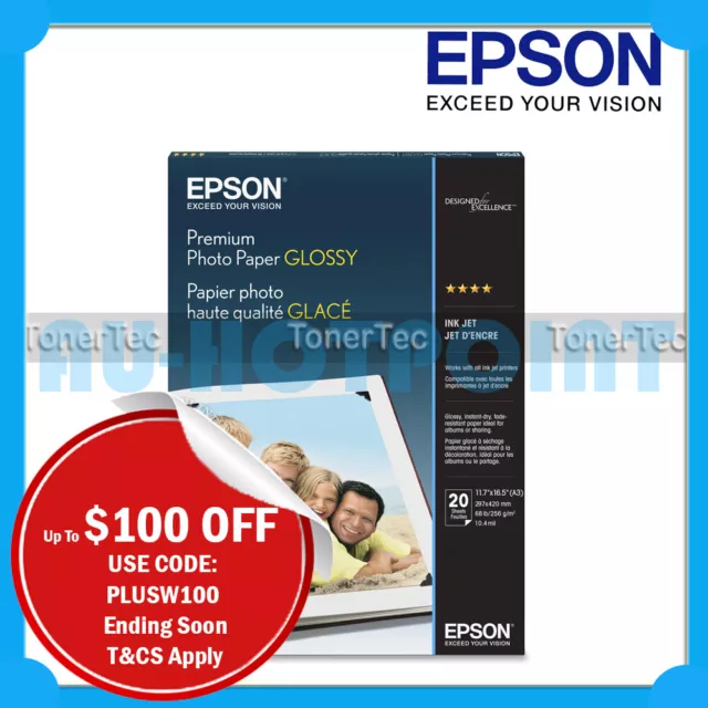 Epson A3 Premium Glossy Photo Paper S041288 SCP405/SCP600 20x Sheets C13S041288