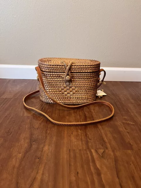 NWT Hand Crafted in Vietnam Rattan Crossbody Shoulder Bag Wicker Purse Lined