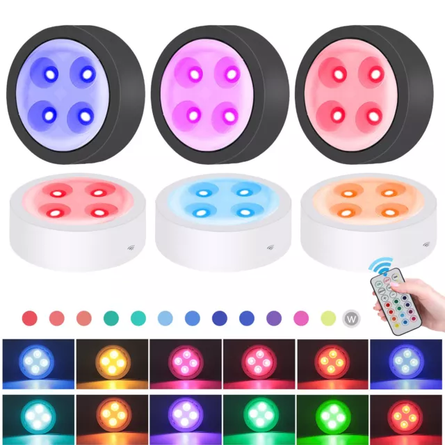 13 RGB Colors LED Under Cupboard Lights Remote Closet Kids Bedroom Light Battery