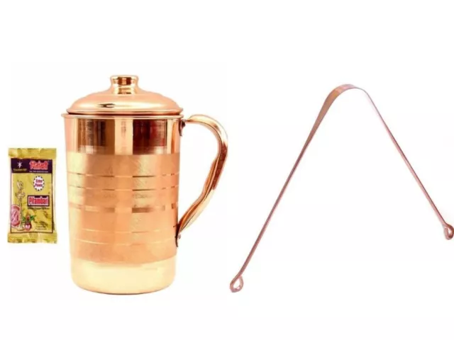 100% Pure Copper Water Jug Pitcher Pot 1700ml For Drinking Water Health Benefits