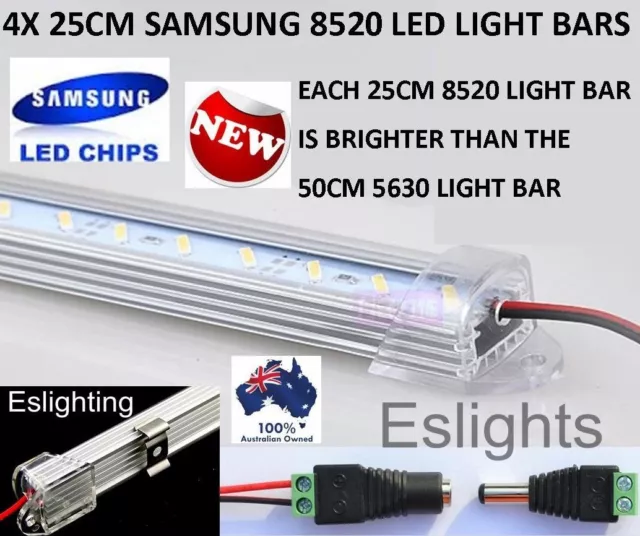 4X 25Cm 8520 Led Strip Light Bar 12V Dc Camping Caravan Camping Boat Tent Awning