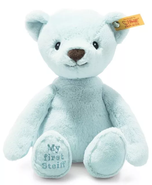 My First Steiff Teddy Bear - blue - cuddly baby safe soft toy - 242144