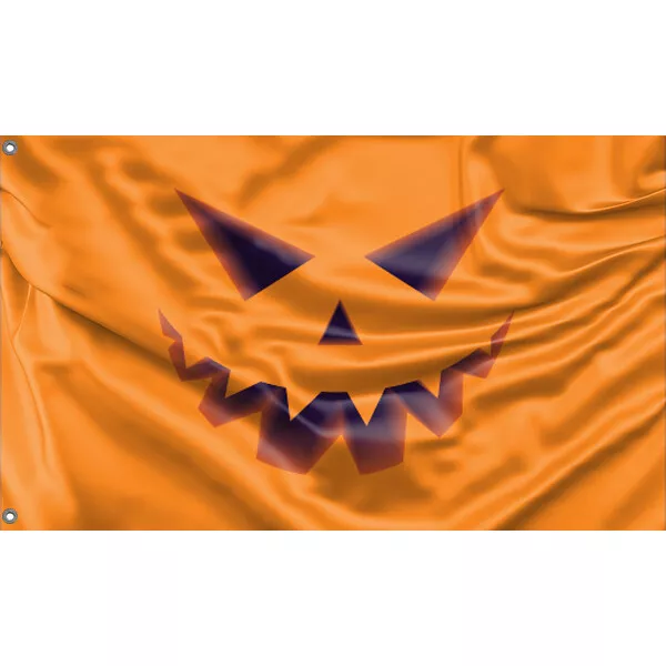 Bandiera viso zucca spaventosa, bandiera design unico, 90x150 cm, fornelli in UE