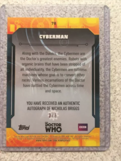 Carte Doctor Who dédicacée Nicholas Briggs comme Cyberman 3/5 2