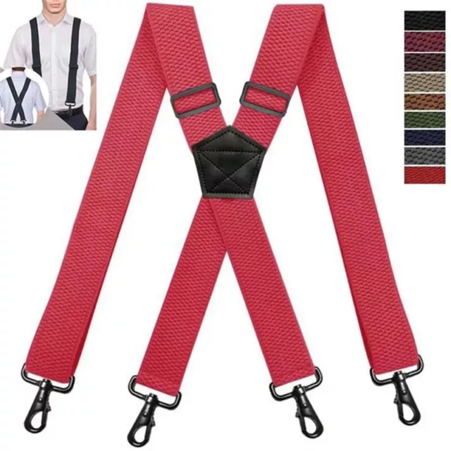 Heavy Duty Elastic Suspenders for Men Trouser Pants Braces Strap Work Belt
