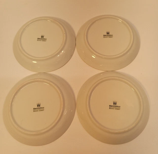 4 Vintage Bareuther Waldsassen Bavaria Small 4 1/2” Floral Plates or Coasters 3