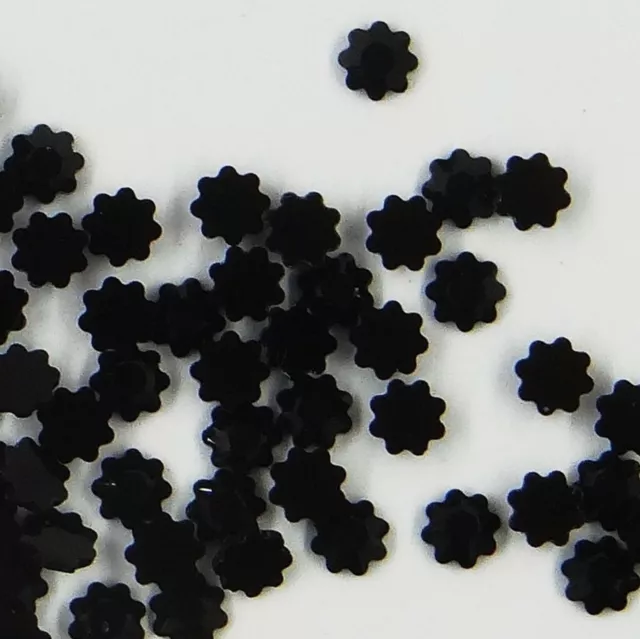 2728 SS34 N * 12 STRASS FLEUR SWAROVSKI FOND PLAT, BORDS DENTELÉS  7,2mm JET