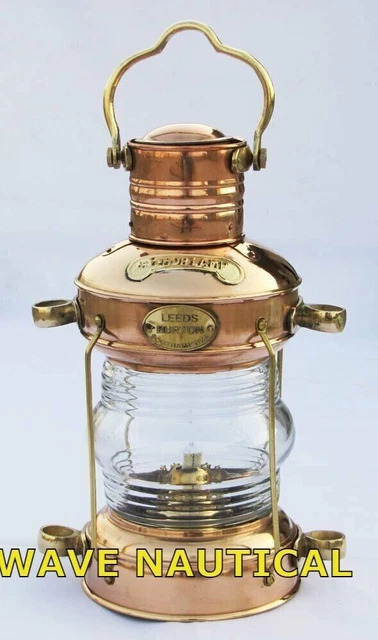 Anker-Öllampe aus Kupfer und Messing, nautische Maritime Schiffslaterne,...
